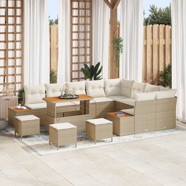 vidaXL Gartensofa-set 13 pcs Beige Poly-Rattan