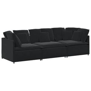 vidaXL Modulares Sofa mit Kissen Samt Schwarz