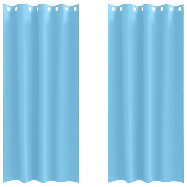 vidaXL Verdunkelungs-Vorh&auml;nge mit Ringen 2 pcs Himmelblau 245 x 140 cm