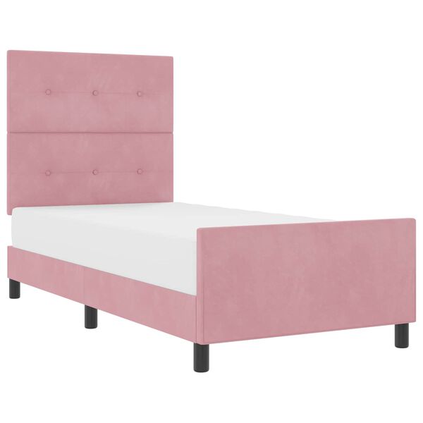 vidaXL Boxspringbett mit Kopfteil Rosa 90 x 200 cm Samt