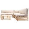 vidaXL 4-tlg. Paletten-Lounge-Set mit Kissen in Sandfarben Holz