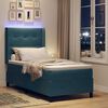 vidaXL LED Boxspringbett mit Matratze Blau 90 x 200 cm Samt