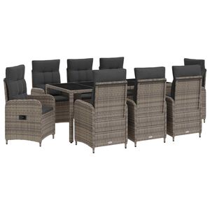 vidaXL Outdoortisch-Set 9 stk. Hellgrau und Dunkelgrau Poly-Rattan