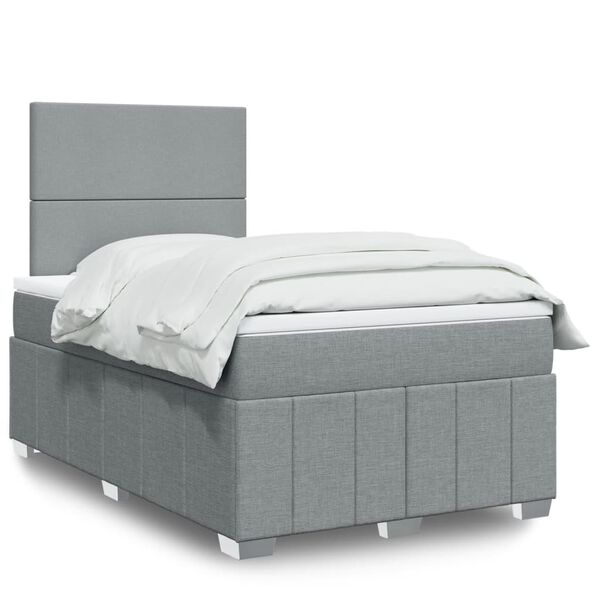 vidaXL Boxspringbett mit Matratze Hellgrau 120x190 cm Stoff