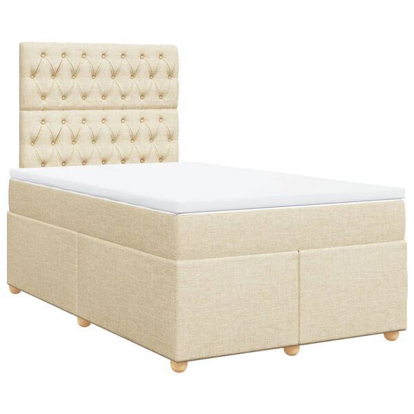 vidaXL Boxspringbett mit Matratze Creme 120x200 cm Stoff