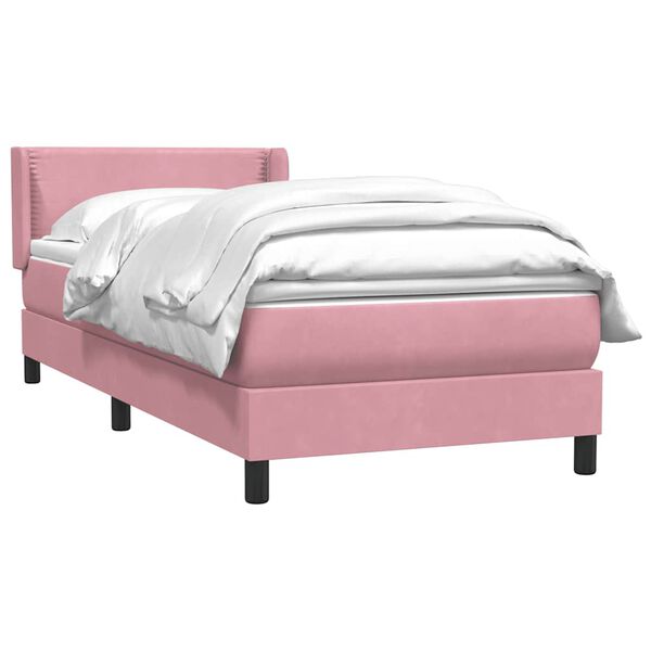 vidaXL Boxspringbett mit Matratze Rosa 100x220 cm Samt