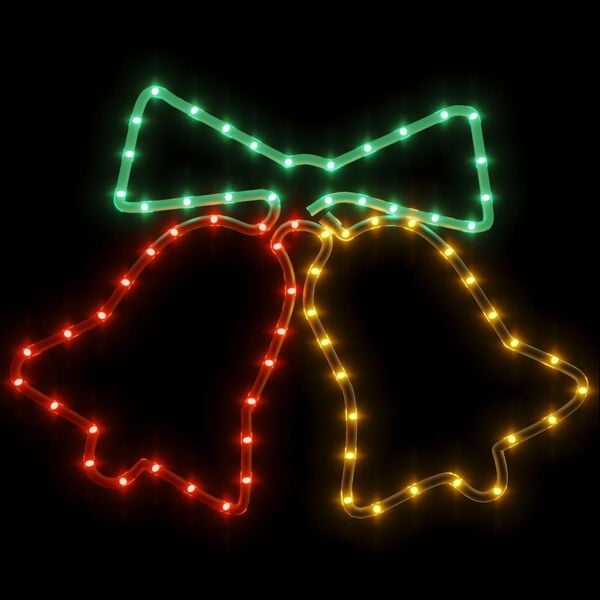 vidaXL LED-Silhouetten 3 Stk. Weihnachtsglocken mit 72 LEDs 50x56 cm
