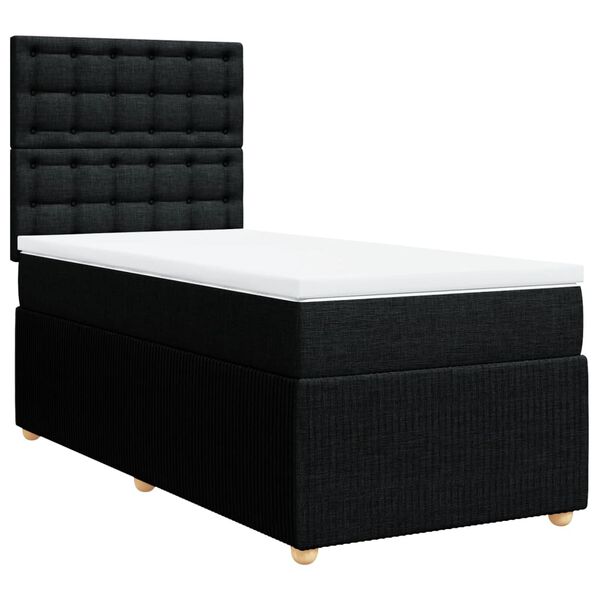 vidaXL Boxspringbett mit Matratze Schwarz 90x200 cm Stoff
