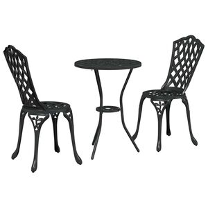 vidaXL Garten Bistro Set 3 pcs Schwarz Aluminium