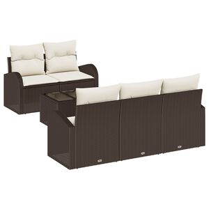 vidaXL Gartensofa-set mit Speicher 6 pcs Braun und Creme Poly-Rattan