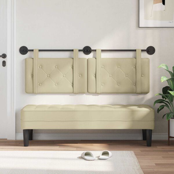 vidaXL H&auml;ngevorderseite Wandmontiert Creme 150 x 55 x 5 cm Kunstleder