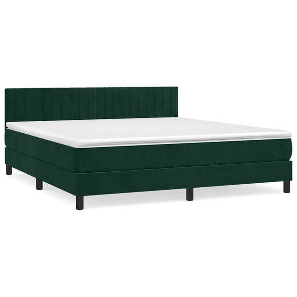 vidaXL Boxspringbett mit Matratze Dunkelgr&uuml;n 180x200 cm Samt