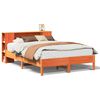 vidaXL Massivholzbett mit Regal ohne Matratze Wachsbraun 135x190 cm