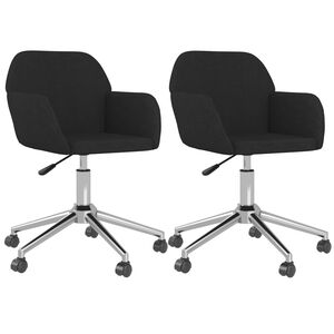 vidaXL Esszimmerst&uuml;hle 2 Stk. Drehbar Schwarz Stoff
