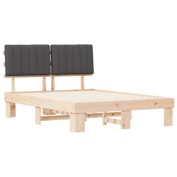 vidaXL Bettgestell mit gepolstertem Kopfteil Dunkelgrau 140 x 190 cm