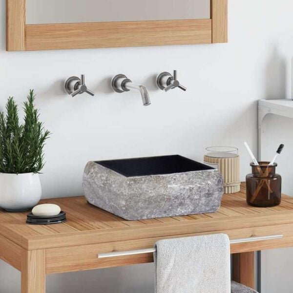 vidaXL Waschbecken Schwarz 30x30x13 cm Marmor