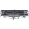 vidaXL 6-tlg. Garten-Lounge-Set mit Kissen Grau Kiefer Massivholz