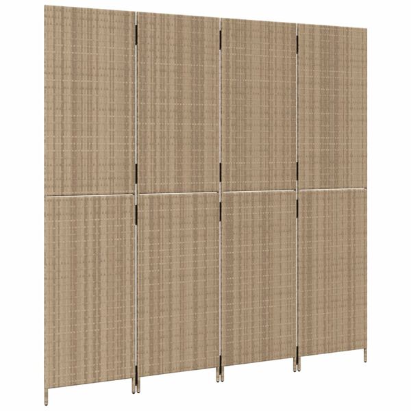 vidaXL Paravent 4-tlg. Beige Poly Rattan