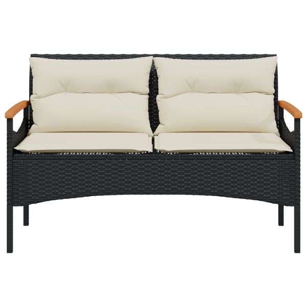 vidaXL 4-tlg. Garten-Sofagarnitur mit Kissen Schwarz Poly Rattan