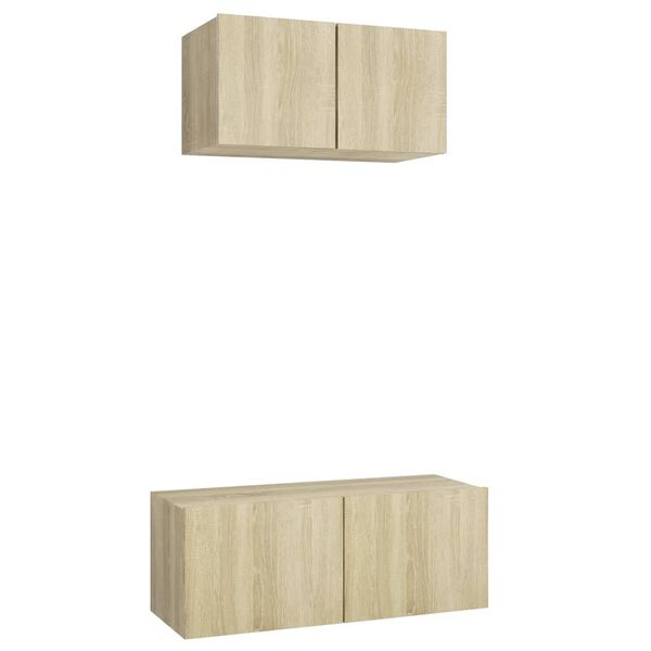 vidaXL 2-tlg. TV-Schrank-Set Sonoma-Eiche Holzwerkstoff
