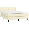 vidaXL Boxspringbett mit Matratze & LED Creme 140x200 cm Kunstleder