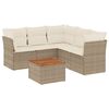 vidaXL 6-tlg. Garten-Sofagarnitur mit Kissen Beige Poly Rattan