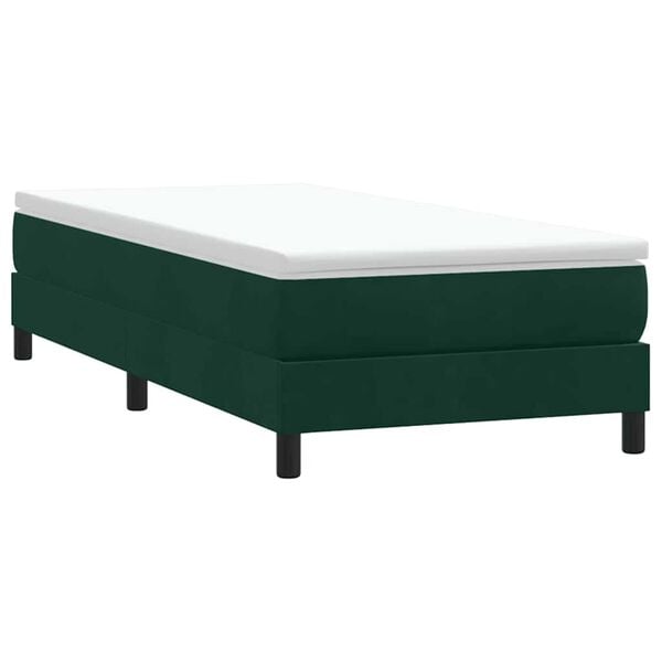 vidaXL Boxspringbett ohne Matratze Dunkelgr&uuml;n 90x220 cm Samt