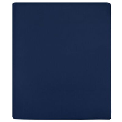 vidaXL Spannbettlaken Jersey Marineblau 90x200 cm Baumwolle