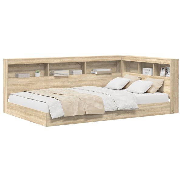 vidaXL B&uuml;cherregal-Bett Sonoma-Eiche 120 x 190 cm Holzwerkstoff