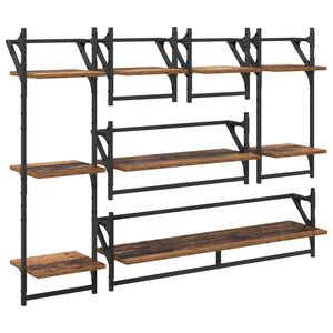 vidaXL Wandregal-Set 6 stk. Altholz 100 x 25 x 30 cm Holzwerkstoff