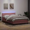vidaXL Boxspringbett mit Matratze & LED Rosa 140x210 cm Samt