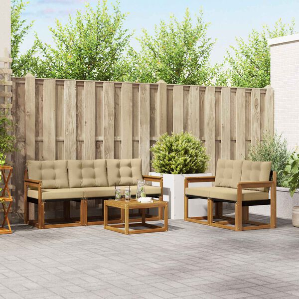 vidaXL Outdoor-Sofagarnitur mit Kissen 6 pcs Natur und Beige