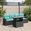 vidaXL 5tlg. Garten-Sofagarnitur mit Kissen Schwarz Poly Rattan Akazie