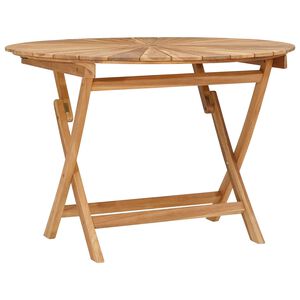 vidaXL Klappbarer Gartentisch Natur &Oslash; 110 x 75 cm Massivholz Teak