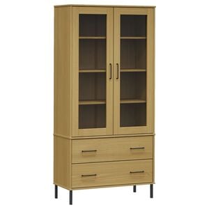vidaXL B&uuml;cherschrank OSLO Metallbeine Braun 85x35x172,5 cm Massivholz