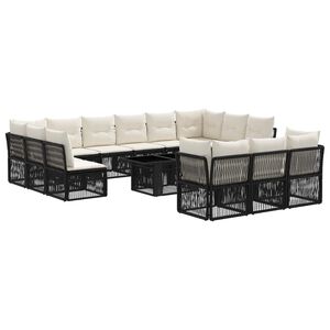 vidaXL Gartensofa-set 14 stk. Schwarz Poly-Rattan