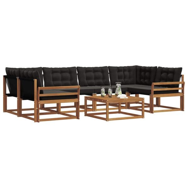 vidaXL Outdoor-Sofagarnitur mit Kissen 7 pcs Nat&uuml;rlich und Schwarz