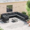vidaXL Garten-Sofa-Set mit Kissen Schwarz Aluminium