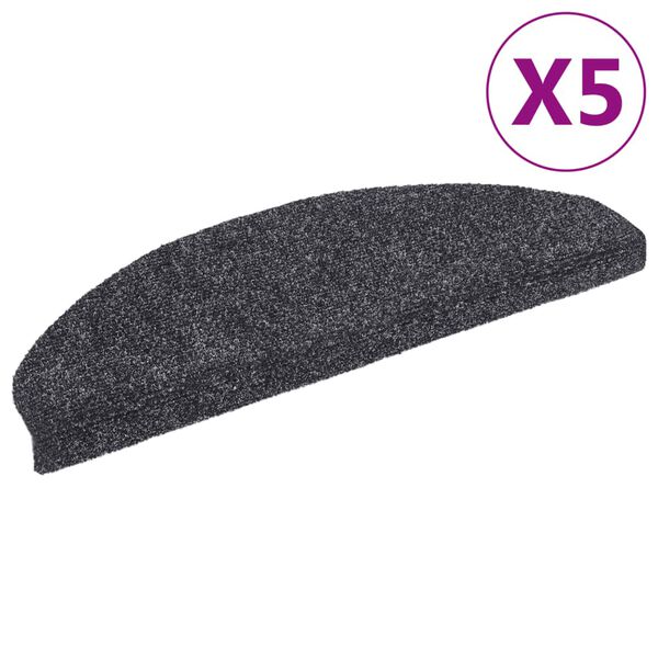 vidaXL Stufenmatten Selbstklebend 5 Stk. 65x21x4 cm Dunkelgrau Halbrund Groß
