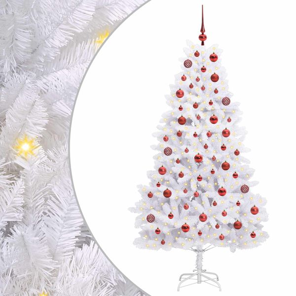 vidaXL K&uuml;nstlicher klappbarer Weihnachtsbaum Wei&szlig; 180 cm PVC und Stahl