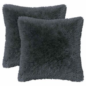 vidaXL Kissen mit Kissen HEERLEN 2 Stk. Anthrazit PV Fleece