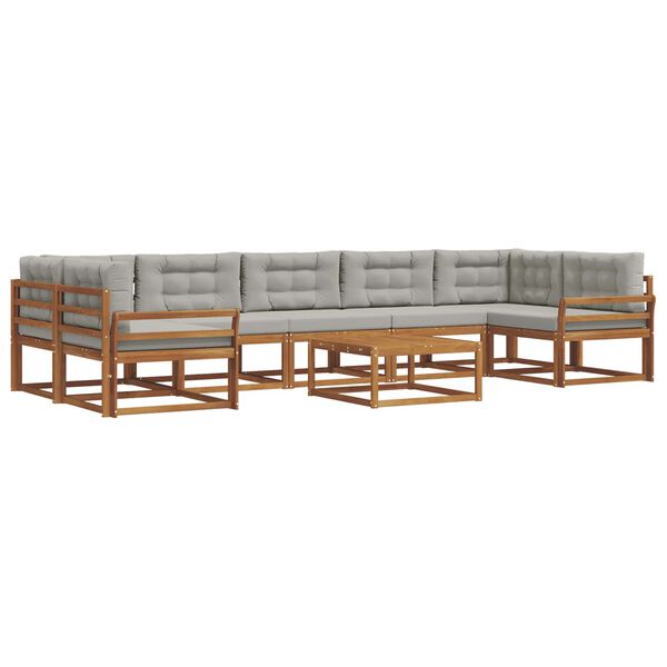vidaXL Outdoor-Sofagarnitur mit Kissen 8 pcs Nat&uuml;rlich und Hellgrau