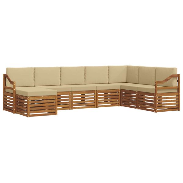 vidaXL Ecksofa Set mit Kissen 8 pcs Natur und Beige Massivholz Akazie