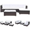 vidaXL 5-tlg. Garten-Lounge-Set mit Kissen Poly Rattan Braun