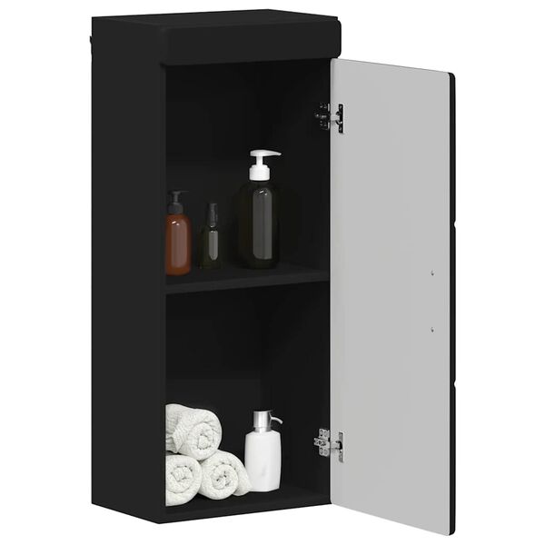 vidaXL Badezimmer-Wandschrank mit T&uuml;r TULUM Schwarz 37 x 24,5 x 86 cm