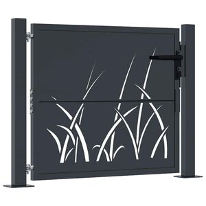 vidaXL Gartentor Anthrazit 100x75 cm Stahl Gras-Design