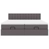 vidaXL Ottoman-Bett mit Matratzen & LEDs Grau 200x200 cm Kunstleder
