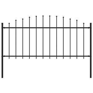 vidaXL Gartenzaun mit Speerspitzen Stahl (0,5 - 0,75) x 1,7 m Schwarz