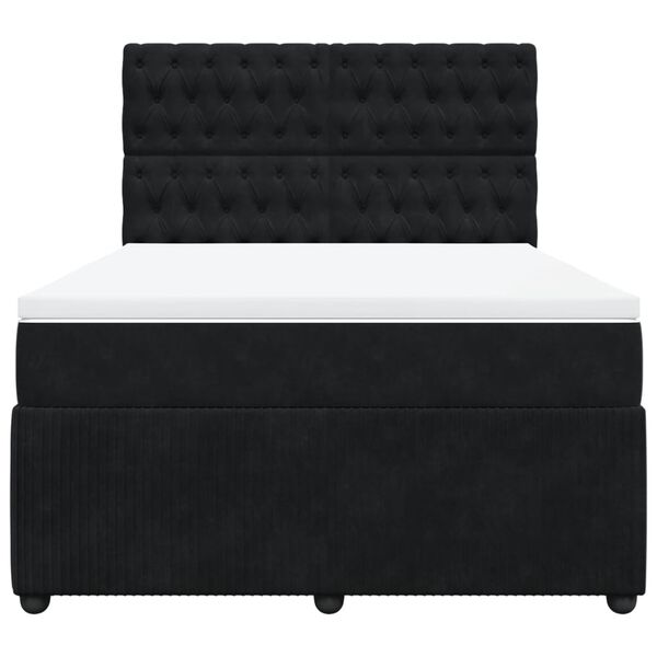 vidaXL Boxspringbett mit Matratze Schwarz 140x190 cm Samt