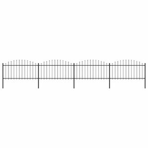 vidaXL Gartenzaun mit Speerspitze Stahl 714,5 x 150 cm Schwarz